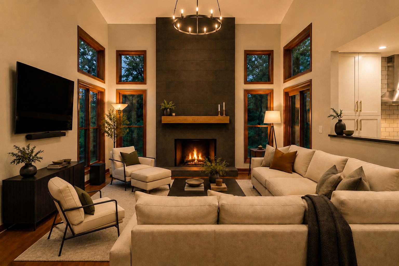 Virtually staged living room
